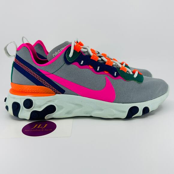 Nike Women's React Element 55 Sneakers 'Wolf Grey Multi-Color' BQ2728-006 Size 7 - Picture 1 of 11